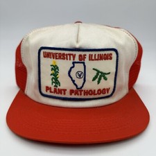 CAPPELLO CAMIONISTA VINTAGE ANNI 70 80 UNIVERSITÀ DELL'ILLINOIS ILLINI PATCH PATOLOGIA VEGETALE RARO