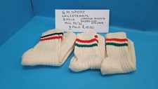 Set 3 Paia di Calze Spugna Tennis Bianche con Righe GM Sport Vintage Nuovo