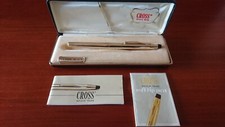 VINTAGE PENNA CROSS CLASSIC BLACK (CHROME GOLD) WITH ORIGINAL BOX & DEPLIANT