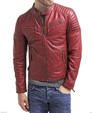 Design Nuovo da Uomo Pelle Giacca Vera di Pecora Slim Fit Moda Caffè Racerjacket