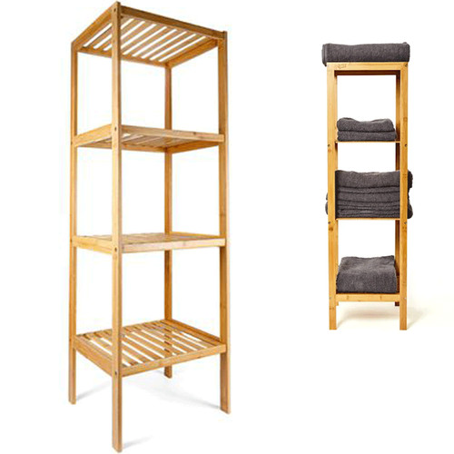 Scaffale legno bamboo 4 - legno,