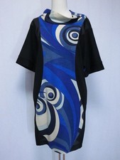 Abito EMILIO PUCCI taglia 38 collo alto sei maniche lana blu navy beige