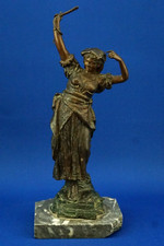 SCULTURA donna dama romana ciociara metallo bianco bronzato 1800 XIX LIBERTY