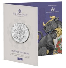 Sterlina 2023 Moneta £5 Pound Carlo III Incoronazione Tudor Beasts The Bull Toro