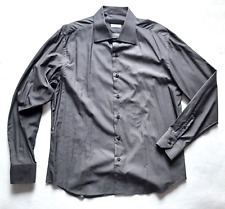 Bibly Camicia XXL Uomo Vintage Casual Cotone Collo Francese Grigio Classica __B3