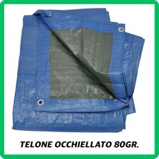telone occhiellato telo teli impermeabile pvc con occhielli blu/verde coprilegna