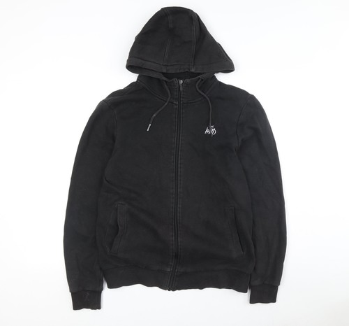 Felpa nera con cappuccio zip - felpa,
