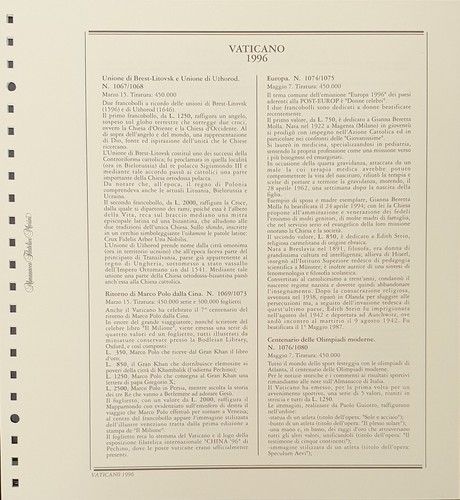 Vaticano 1996 fogli - vaticano, marini