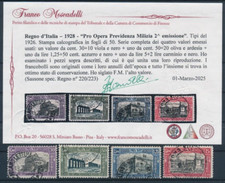1928 - ITALIA MILIZIA II  SERIE N. 220/223  originali USATI  CERTIFICATO - 909