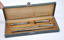 Set da scrivania per scrittura in argento fine '800, penna, tagliacarte, sigillo