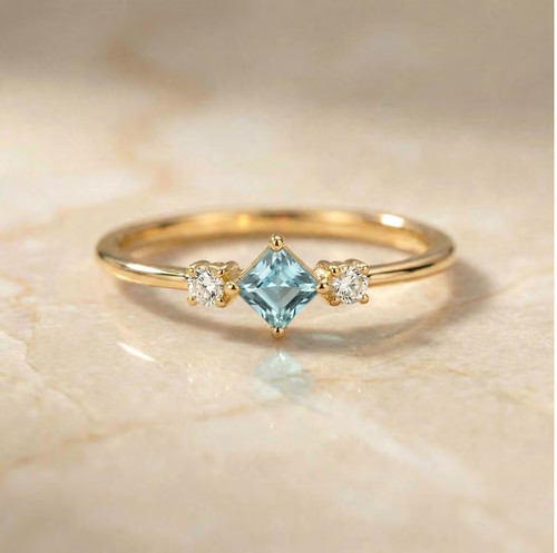 Anello acquamarina lega oro - anello,