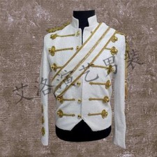 Abito uomo paillettes bling glitter clubwear giacca blazer show coat bianco nero nuovo 