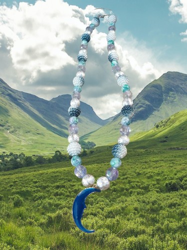 Collana perline nuova blu - di,