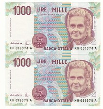 1000 LIRE MONTESSORI  SERIE