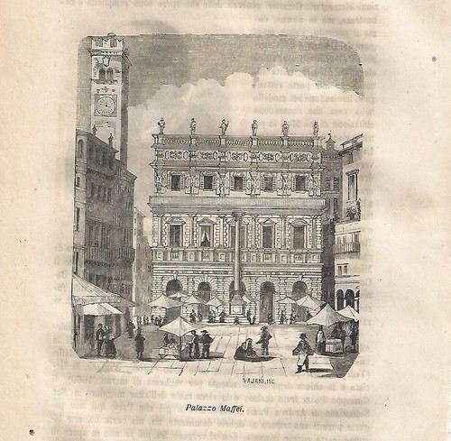 Stampa antica verona palazzo - antica,
