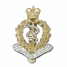 RAMC ROYAL ARMY MEDICAL CORPS OR CAP BADGE BRITISH ARMY STAYBRITE GENUINE FIRMIN