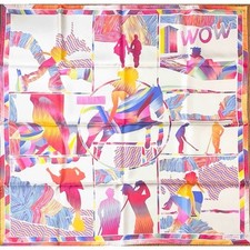 Foulard Hermes Wow Marmo Seta 90 Cm Rosa Carre Cavallo 35"
