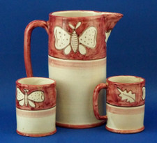 CAS VIETRI Brocca 2 boccali parte servizio x tavola ceramica aerografo SOLIMENE