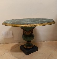 tavolino ovale, intagliato laccato e argento,XVIII/XX sec., h 54 cm, piano 80x57