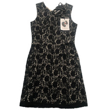 Abito Bleu Blanc Rouge 14 nero pizzo senza maniche silhouette cocktail party lusso