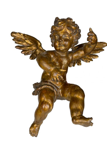 Scultura putto alato sospeso - putto,