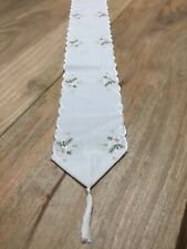 Avvolgi tenda o runner tessuto tipo lino ricami Natalizi rosa oro e ciondoli 