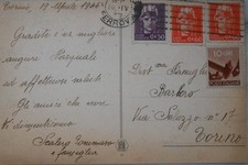 Cartolina Tariffa 1,20 lire luogotenenza da Torino a Torino