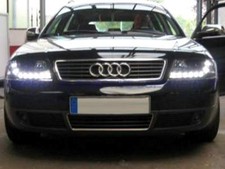 FARI AUDI A6 DAYLINE DEVIL EYES NERI/CROMO A LED 97-04