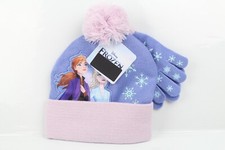 Set berretto e guanti invernale Disney bambina Frozen Anna Elsa patch viola rosa