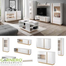 Mobili soggiorno NOA Gihome ® bianco parete attrezzata porta tv vetrina moderno