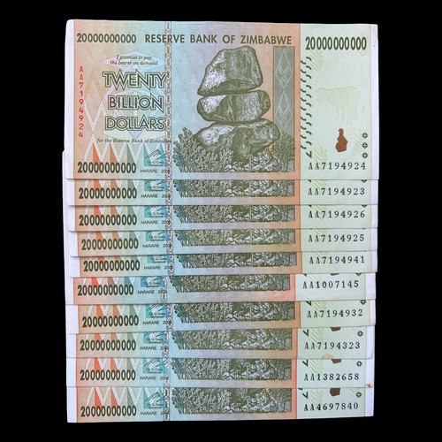 10x zimbabwe banconota 20 - 10x,