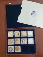 Cofanetto con 10 repliche monete rare placcate oro o argento