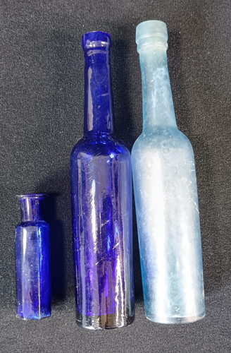 Antique blue glass bottles - blue,