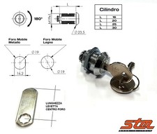 SERRATURA 102 CILINDRO CROMATA - 180° CASSETTE POSTALI, BOX CASSETTI ARMADI ANTE