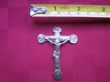 CROCIFISSO MEDAGLIA  ANTICO IN OTTONE VINTAGE CRISTO CROCE ANTICA 