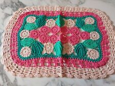 Centrotavola rettangolare lavorazione all'uncinetto  Vintage con fiori e foglie 