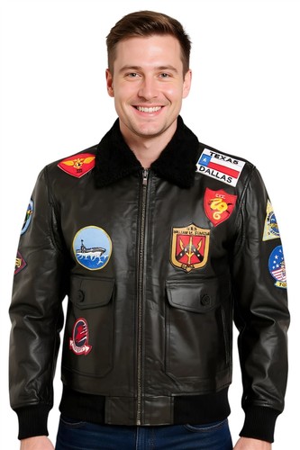 Uomo topgun nero pelle giacca - uomo,