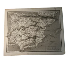 SPAIN AND PORTUGAL - Incisione in rame inglese, datata 1809