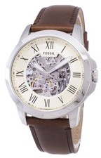 Fossil Grant Automatico Quadrante Scheletrato Beige ME3099 50M Orologio Uomo