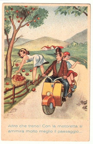 Cartolina vintage vespa - cartolina,