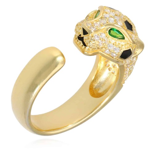 Anello aperto pantera - occhi, di