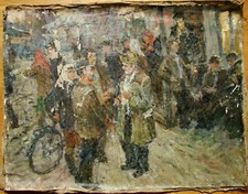 Dipinto olio sovietico ucraino genere impressionismo partito proletario 