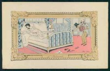 arte Xavier Sager prostituta indiscreta maschio e nuda originale vecchia cartolina c1910s