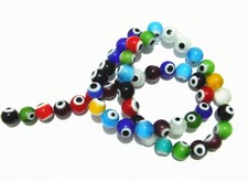  1filo/48pz misti perline tondo vetro  lampwork Occhio di Allah 8mm colore vari