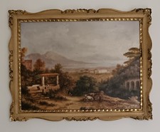 Hermann Corrodi ( 1875-1905) campagna romana , dipinto olio su legno 