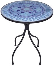 TAVOLO DA ESTERNO DECOJARDIN HELLAS ACCIAIO NERO PIANO IN CERAMICA DECORATA 80CM