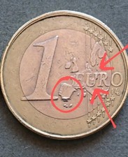 Moneta Euro Belgio Re Alberto 2002 con errori di conio rara. 