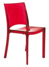 SEDIA B  SIDE UP ON GRANDSOLEIL PCB TRASPARENTE FUME'- IMPILABILE- ROSSO RUBINO