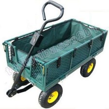 Carrello in ferro con 4 ruote carretto legna giardino rimorchio carro motozappa