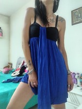 Vestito abito donna Asos nero blu largo a fascia xs s